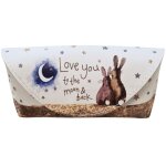 Étui à lunettes blanc à motifs lapins et lune Étui à lunettes blanc à motifs lapins et lune