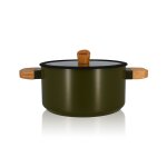 Faitout en revtement cramique kaki 24cm - tous feux
