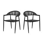 Fauteuils alu noir et corde tress�e noire (lot de 2)