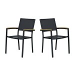 Fauteuils alu et textilène noir (lot de 2) Fauteuils alu et textilène noir (lot de 2)