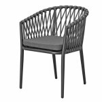 Fauteuil en aluminium anthracite et corde gris foncé Fauteuil en aluminium anthracite et corde gris foncé