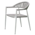 Fauteuil aluminium blanc et corde tressée blanc chiné Fauteuil aluminium blanc et corde tressée blanc chiné