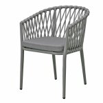 Fauteuil en aluminium et corde gris clair Fauteuil en aluminium et corde gris clair