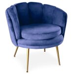 Fauteuil arrondi brenda velours bleu