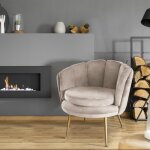 Fauteuil arrondi velours taupe Fauteuil arrondi velours taupe