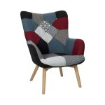 Fauteuil assise en tissu patchwork