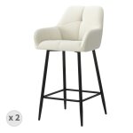 Fauteuil de bar en tissu cosy ecru (x2)