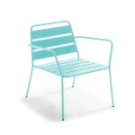 Fauteuil bas de jardin en métal bleu turquoise Fauteuil bas de jardin en métal bleu turquoise