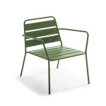 Fauteuil bas de jardin en métal vert cactus Fauteuil bas de jardin en métal vert cactus