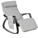 Fauteuil  bascule bois de bouleau tissu en coton gris