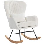 Fauteuil  bascule coussin assise rembourr tissu en velours blanc