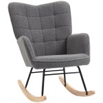 Fauteuil  bascule design acier bois effet laine boucle anthracite