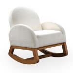 Fauteuil  bascule effet peau de mouton blanc et bois clair
