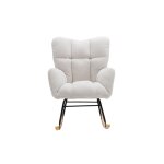 Fauteuil  bascule rembourr en tissu bouclette blanc