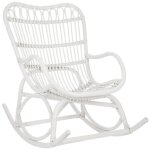 Fauteuil � bascule rotin blanc mat 110x91cm