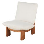 Fauteuil beige et pieds en bois d'hévéa Fauteuil beige et pieds en bois d'hévéa