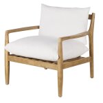Fauteuil en bois d'acacia coussins en coton et lin écrus Fauteuil en bois d'acacia coussins en coton et lin écrus