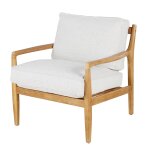 Fauteuil en bois d'acacia coussins en polyester recyclé gris chiné Fauteuil en bois d'acacia coussins en polyester recyclé gris chiné
