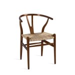 Fauteuil en bois et rotin marron