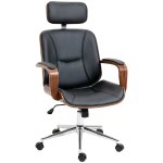 Fauteuil de bureau appui - tte amovible polyurthane noir et noyer