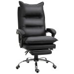 Fauteuil de bureau direction inclinable repose - pied intégré noir Fauteuil de bureau direction inclinable repose - pied intégré noir