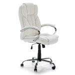 Fauteuil de bureau à hauteur réglable et inclinable similicuir blanc Fauteuil de bureau à hauteur réglable et inclinable similicuir blanc