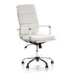 Fauteuil de bureau inclinable blanc, cuir synthtique