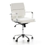 Fauteuil de bureau inclinable blanc, cuir synthtique