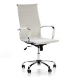 Fauteuil de bureau inclinable blanc, cuir synthtique