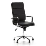 Fauteuil de bureau inclinable noir, cuir synthtique