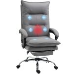 Fauteuil bureau massant chauffant dossier inclinable microfibre gris Fauteuil bureau massant chauffant dossier inclinable microfibre gris
