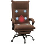 Fauteuil bureau massant chauffant dossier inclinable microfibre marron Fauteuil bureau massant chauffant dossier inclinable microfibre marron