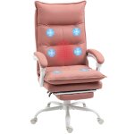 Fauteuil bureau massant chauffant dossier inclinable microfibre rose