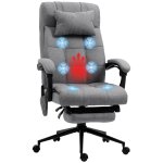 Fauteuil de bureau massant chauffant inclinable tissu gris