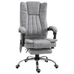 Fauteuil de bureau massant chauffant revêtement synthétique gris Fauteuil de bureau massant chauffant revêtement synthétique gris