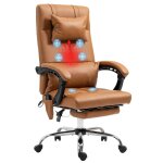 Fauteuil de bureau massant télécommande revêtement synthétique marron Fauteuil de bureau massant télécommande revêtement synthétique marron