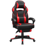 Fauteuil de bureau repose - pieds tlescopique noir d'encre et rouge