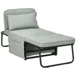 Fauteuil chauffeuse convertible 4 en 1 dossier inclinable gris clair