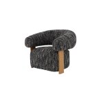 Fauteuil en ch�ne massif tissu noir et blanc