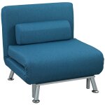 Fauteuil convertible 3 en 1 chauffeuse lit avec coussin bleu