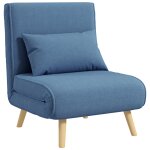 Fauteuil convertible 3 en 1 dossier inclinable rembourré bleu Fauteuil convertible 3 en 1 dossier inclinable rembourré bleu