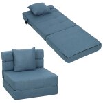 Fauteuil convertible chauffeuse coussin dhoussable tissu bleu fonc