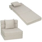 Fauteuil convertible chauffeuse pliable coussin lavable tissu beige