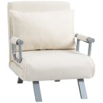 Fauteuil convertible coussin pieds accoudoirs mtal sude crme