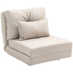 Fauteuil convertible dossier rglable tissu lin beige