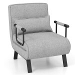Fauteuil convertible lit avec dossier rglable en 6 positions gris