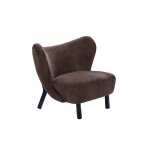 Fauteuil crapaud pieds mtal et velours marron