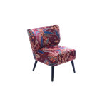 Fauteuil crapaud en velours prune  motifs