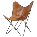 Fauteuil en croûte de cuir camel Fauteuil en croûte de cuir camel