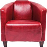 Fauteuil en cuir rouge et hva massif